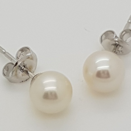 White Gold Pearl Studs