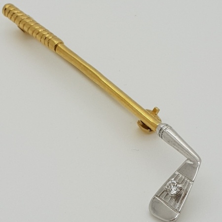 18ct Gold Golf Pin with Diamond Golf Ball