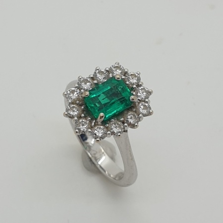 Italian Emerald Diamond Cluster