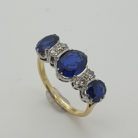 Sapphire and Diamond Rubover Ring