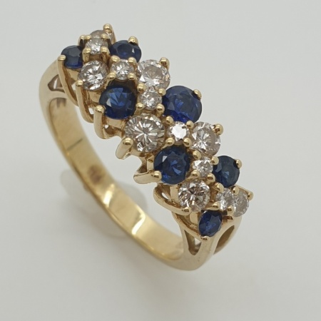 18ct Sapphire and Diamond Linear Cluster