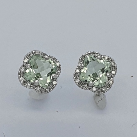 14ct WG Pale Aqua Diamond Earrings 