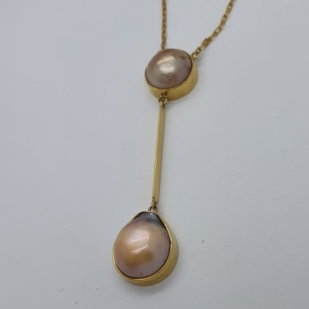 Mabe Pearl Double Drop Pendant