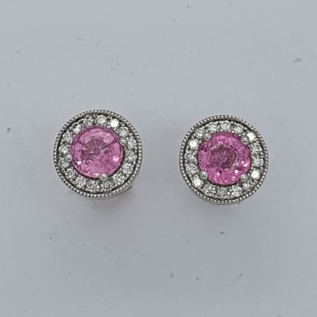 18ct Pink Sapphire Diamond Studs