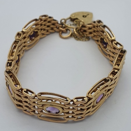 9ct Amethyst Gate Bracelet 