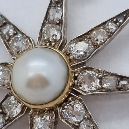 9ct Victorian Pearl Diamond Star
