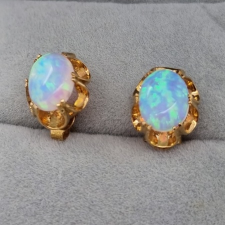 9ct YG Opal Earrings