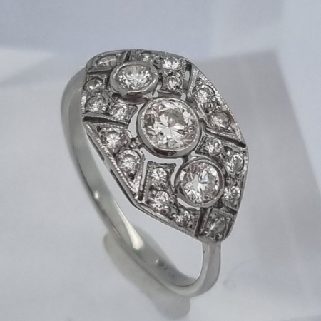 Platinum Diamond Art Deco Style Ring