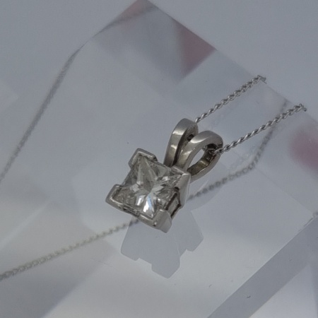 French Cut Solitaire Diamond Pendant 