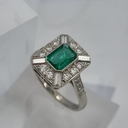 Art Deco Inspired Emerald Diamond Cluster