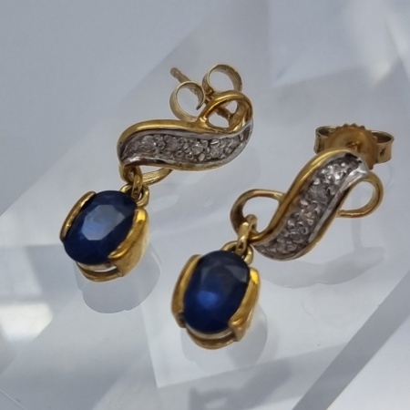 Sapphire Diamond Drop Earrings 