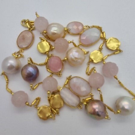 Silver/Gold Plated Baroque and Rose Quartz