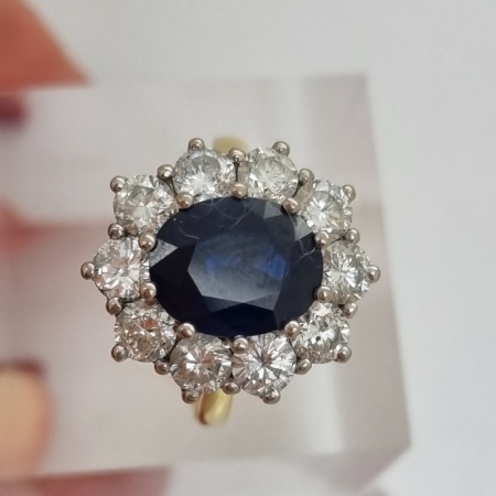 Beautiful Sapphire Diamond Cluster 