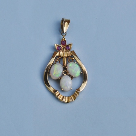 14ct Opal and Ruby Pendant