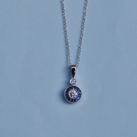 Diamond Ceylon Sapphire Pendant