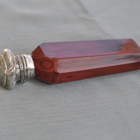 Silver topped Agate Perfume Bottle