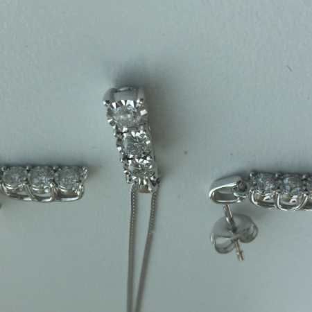 Diamond Trilogy Pendant and Earrings 